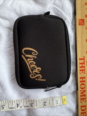 Cheers! Black Zip Pouch with Gold Script